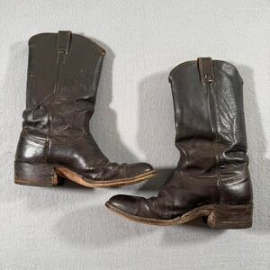 Vintage 80's Nocona Brown Leather Cowboy Boots Western Rodeo Streetwear  9B